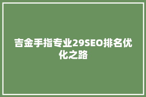 吉金手指专业29SEO排名优化之路