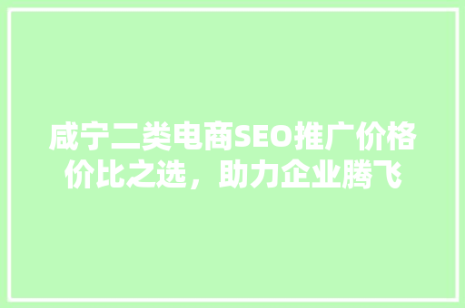 咸宁二类电商SEO推广价格价比之选，助力企业腾飞  第1张
