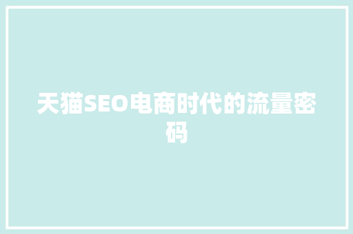 天猫SEO电商时代的流量密码