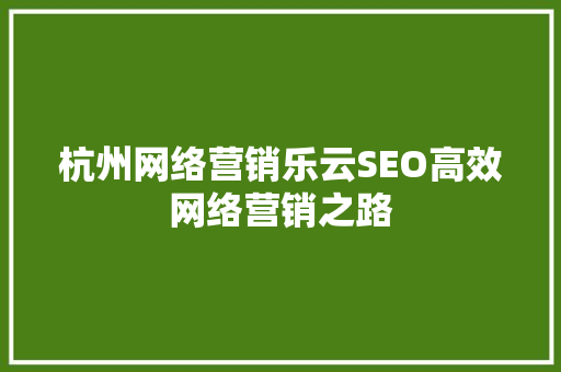 杭州网络营销乐云SEO高效网络营销之路