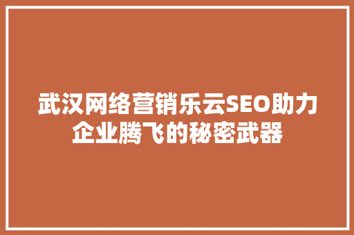 武汉网络营销乐云SEO助力企业腾飞的秘密武器