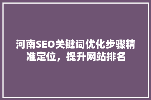 河南SEO关键词优化步骤精准定位，提升网站排名