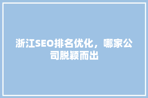 浙江SEO排名优化，哪家公司脱颖而出