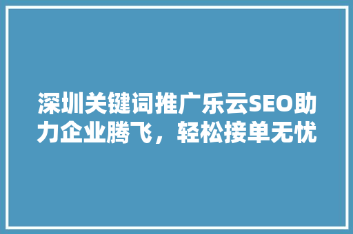 深圳关键词推广乐云SEO助力企业腾飞，轻松接单无忧