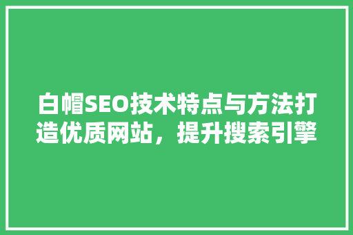 白帽SEO技术特点与方法打造优质网站，提升搜索引擎排名