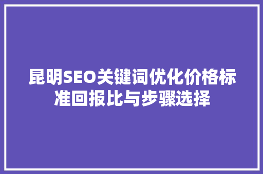 昆明SEO关键词优化价格标准回报比与步骤选择