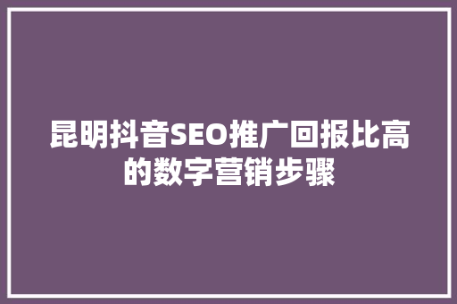 昆明抖音SEO推广回报比高的数字营销步骤