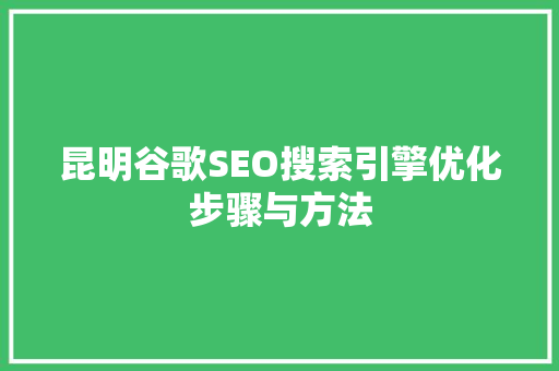 昆明谷歌SEO搜索引擎优化步骤与方法