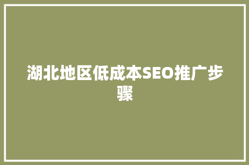 湖北地区低成本SEO推广步骤