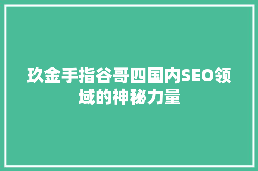 玖金手指谷哥四国内SEO领域的神秘力量
