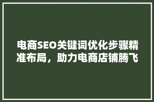 电商SEO关键词优化步骤精准布局，助力电商店铺腾飞