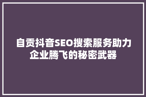 自贡抖音SEO搜索服务助力企业腾飞的秘密武器