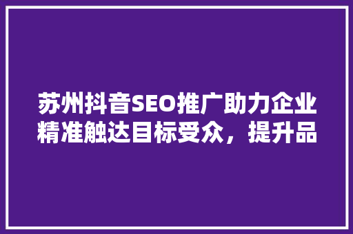 苏州抖音SEO推广助力企业精准触达目标受众，提升品牌影响力