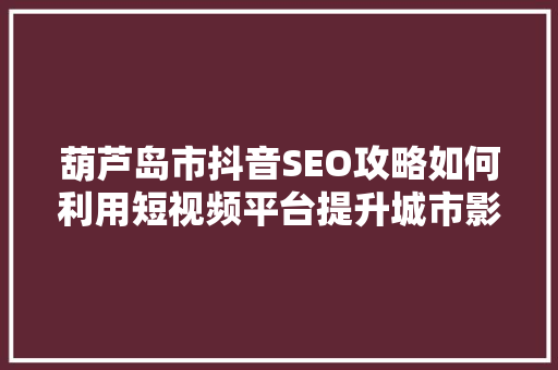 葫芦岛市抖音SEO攻略如何利用短视频平台提升城市影响力