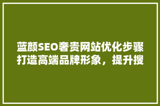 蓝颜SEO奢贵网站优化步骤打造高端品牌形象，提升搜索引擎排名