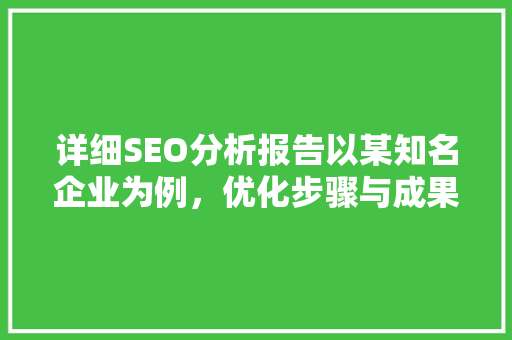 详细SEO分析报告以某知名企业为例，优化步骤与成果