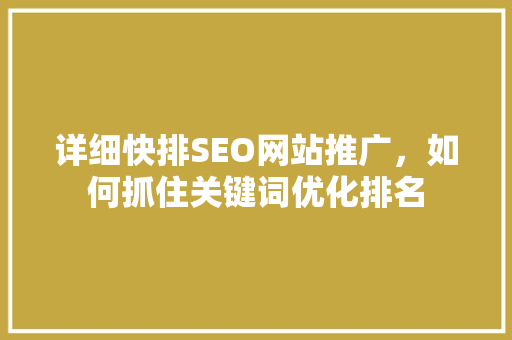 详细快排SEO网站推广，如何抓住关键词优化排名