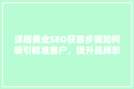 详细美业SEO获客步骤如何吸引精准客户，提升品牌影响力