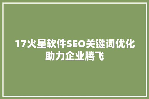 17火星软件SEO关键词优化助力企业腾飞