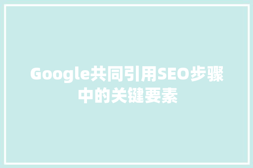 Google共同引用SEO步骤中的关键要素