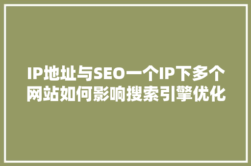 IP地址与SEO一个IP下多个网站如何影响搜索引擎优化