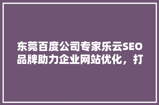 东莞百度公司专家乐云SEO品牌助力企业网站优化，打造网络营销新高度