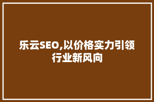 乐云SEO,以价格实力引领行业新风向