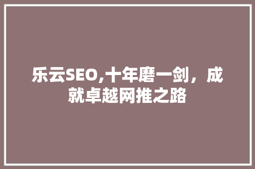 乐云SEO,十年磨一剑，成就卓越网推之路