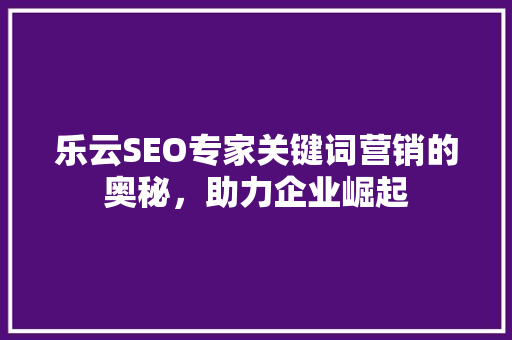 乐云SEO专家关键词营销的奥秘，助力企业崛起