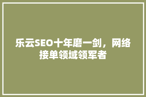 乐云SEO十年磨一剑，网络接单领域领军者