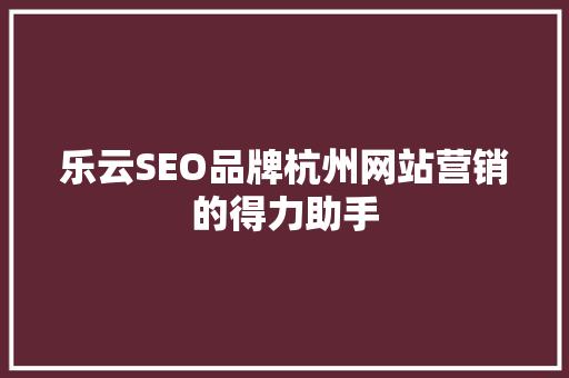 乐云SEO品牌杭州网站营销的得力助手