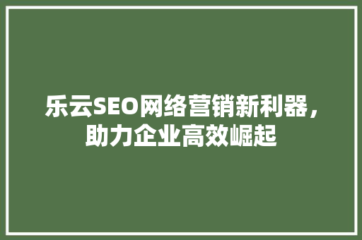 乐云SEO网络营销新利器，助力企业高效崛起