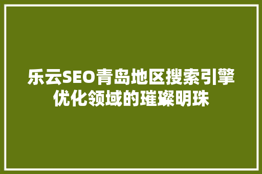 乐云SEO青岛地区搜索引擎优化领域的璀璨明珠