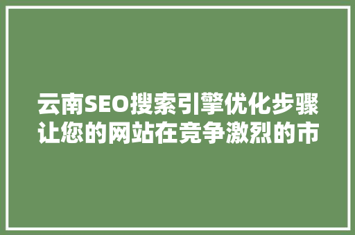 云南SEO搜索引擎优化步骤让您的网站在竞争激烈的市场中脱颖而出