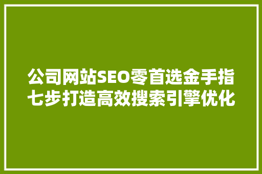 公司网站SEO零首选金手指七步打造高效搜索引擎优化步骤