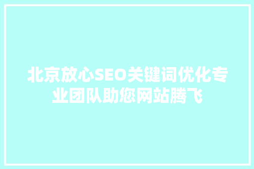 北京放心SEO关键词优化专业团队助您网站腾飞