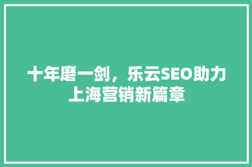 十年磨一剑，乐云SEO助力上海营销新篇章
