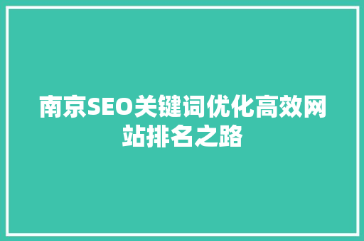 南京SEO关键词优化高效网站排名之路