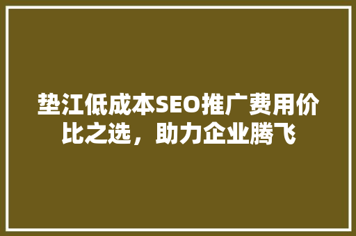垫江低成本SEO推广费用价比之选，助力企业腾飞