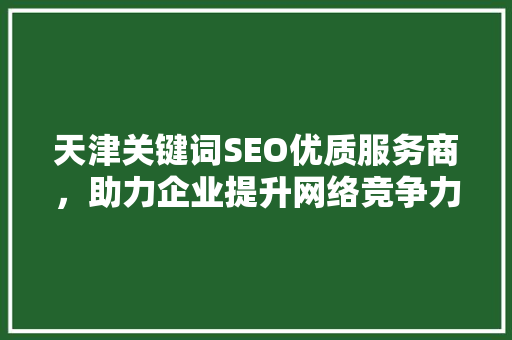 天津关键词SEO优质服务商，助力企业提升网络竞争力