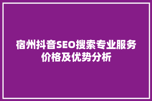 宿州抖音SEO搜索专业服务价格及优势分析