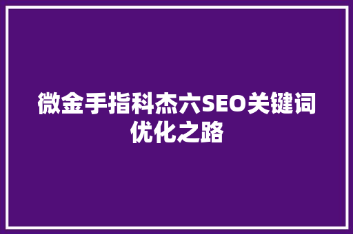 微金手指科杰六SEO关键词优化之路