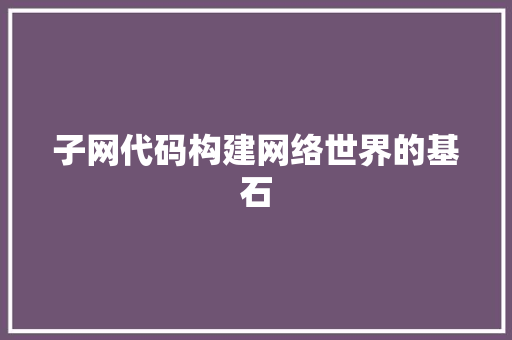 子网代码构建网络世界的基石
