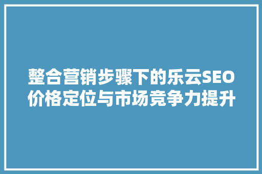 整合营销步骤下的乐云SEO价格定位与市场竞争力提升之路