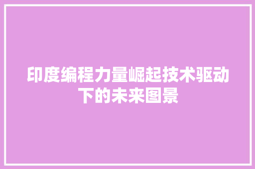 印度编程力量崛起技术驱动下的未来图景