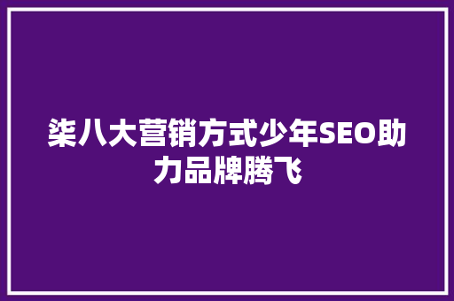 柒八大营销方式少年SEO助力品牌腾飞