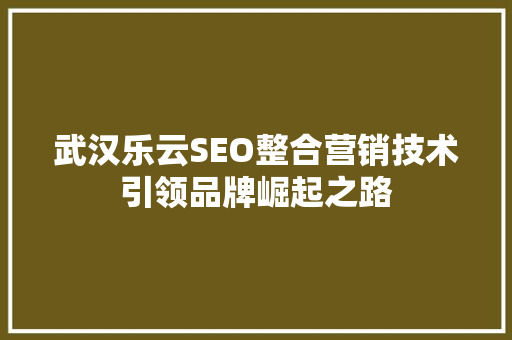 武汉乐云SEO整合营销技术引领品牌崛起之路