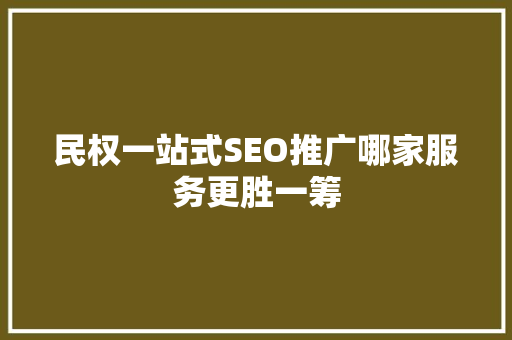 民权一站式SEO推广哪家服务更胜一筹