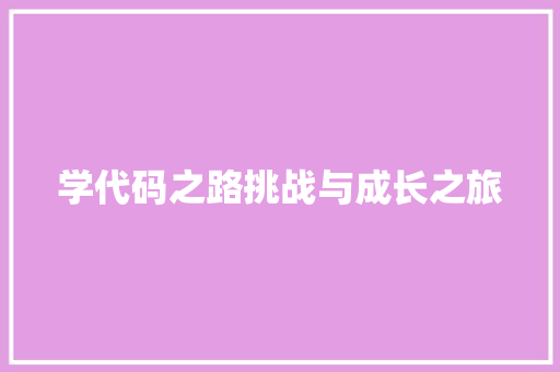 学代码之路挑战与成长之旅
