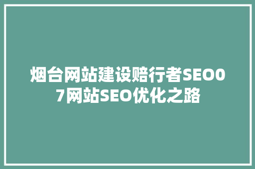 烟台网站建设赔行者SEO07网站SEO优化之路